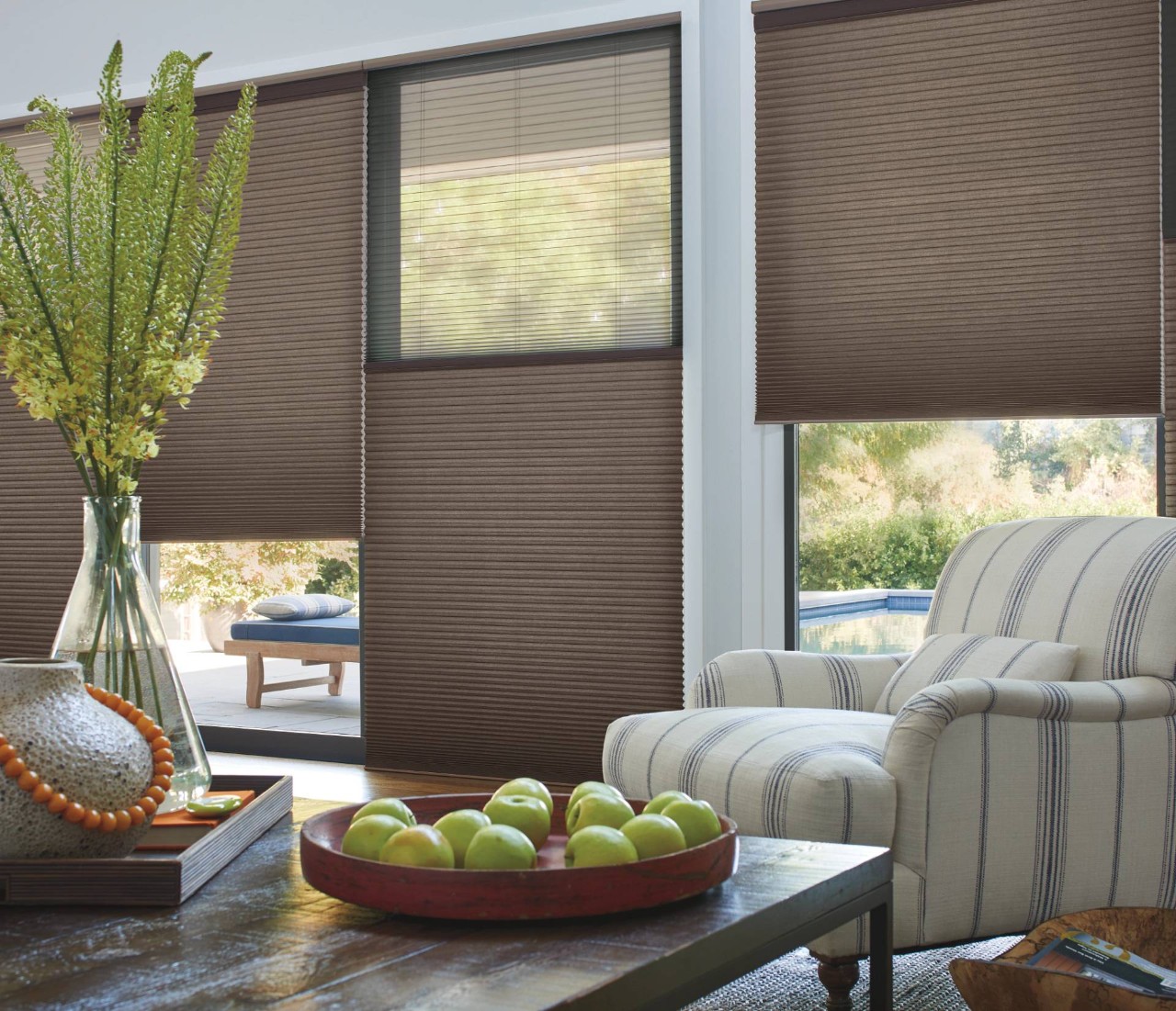 Hunter Douglas Duette® Cellular Shades in a living room near Granite Bay, CA